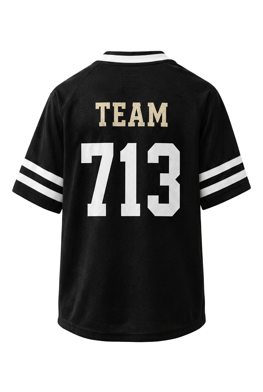 Team 713 jersey — black with gold lettering